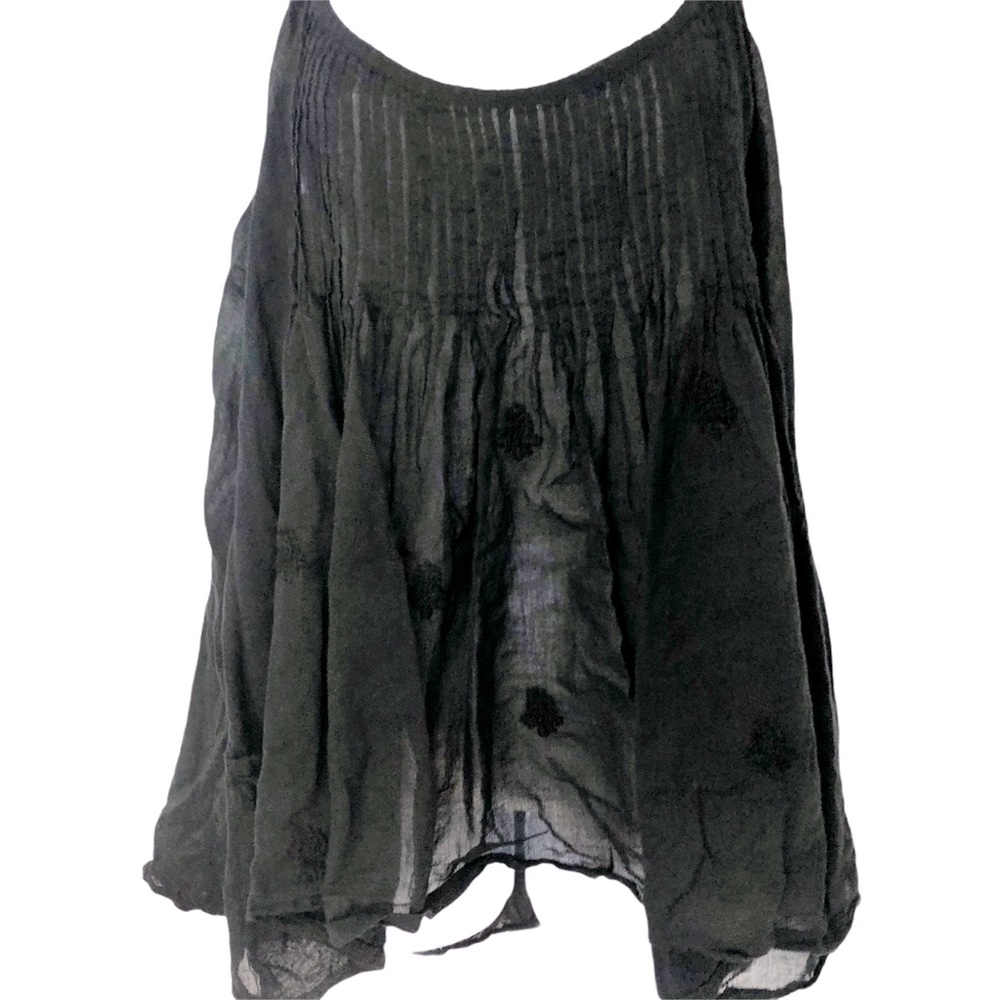 Boho Embroidered Sheer Linen Tank